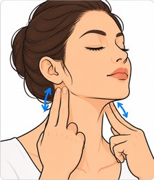 El cuello, bajo las orejas