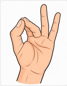 Pulgar, indice y corazon